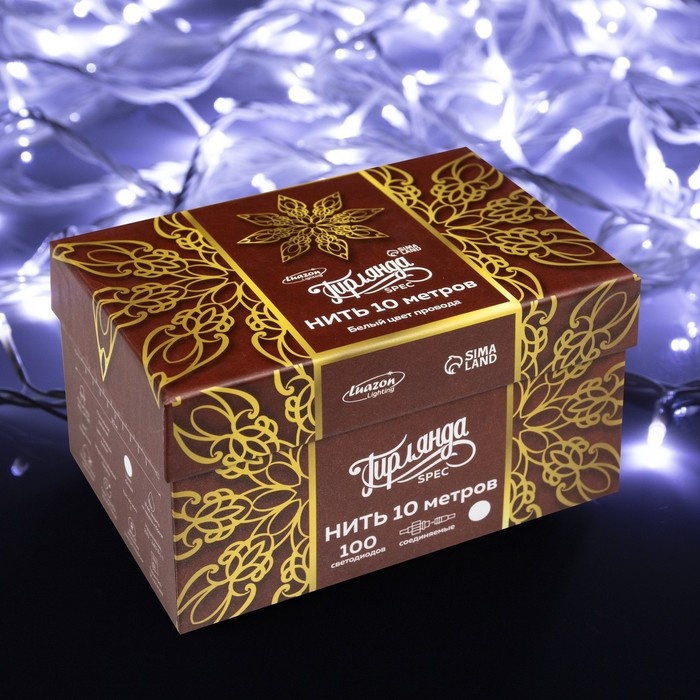 Гирлянда «Нить» 10 м, IP44, УМС, белая нить, 100 LED, свечение белое, 220 В Гирлянда «Нить» 10 м, IP44, УМС, белая нить, 100 LED, свечение белое, 220 В