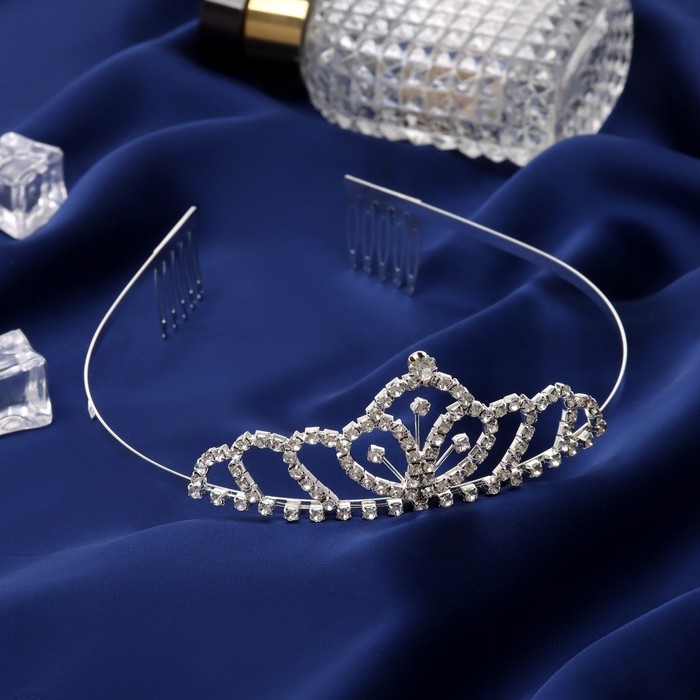 Диадема для волос Диадема для волос "Вирджиния" узоры, 4 см, серебро