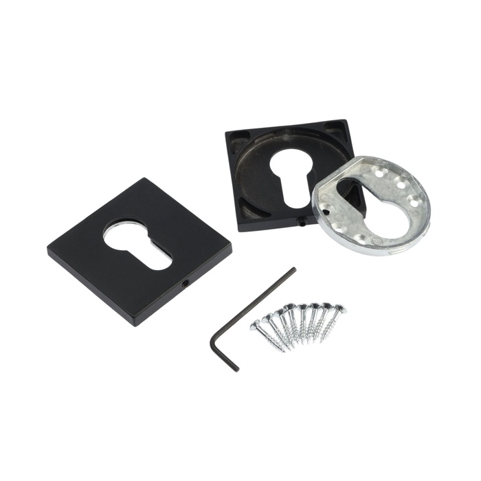 Накладка на цилиндровый механизм LOCKLAND, квадратная, с креплением, цвет черный Накладка на цилиндровый механизм LOCKLAND, квадратная, с креплением, цвет черный