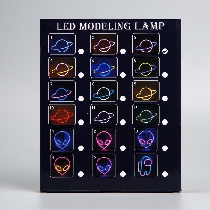 Неоновая вывеска «Планета» 30 x 17.5 см, батарейки AAx3 (не в комплекте) + USB, свечение розово-синее