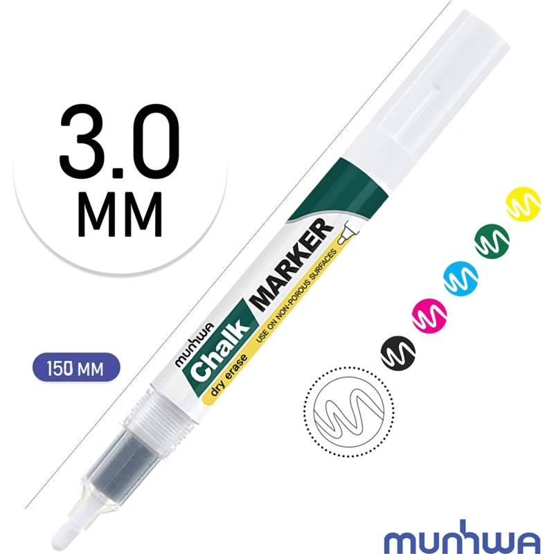 Маркер меловой MunHwa, CM-05, белый, 3мм