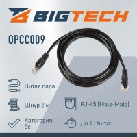Патч-корд BigTech OPCC009 UTP CCA кат.5e/2м/литой/многожильный (черный)