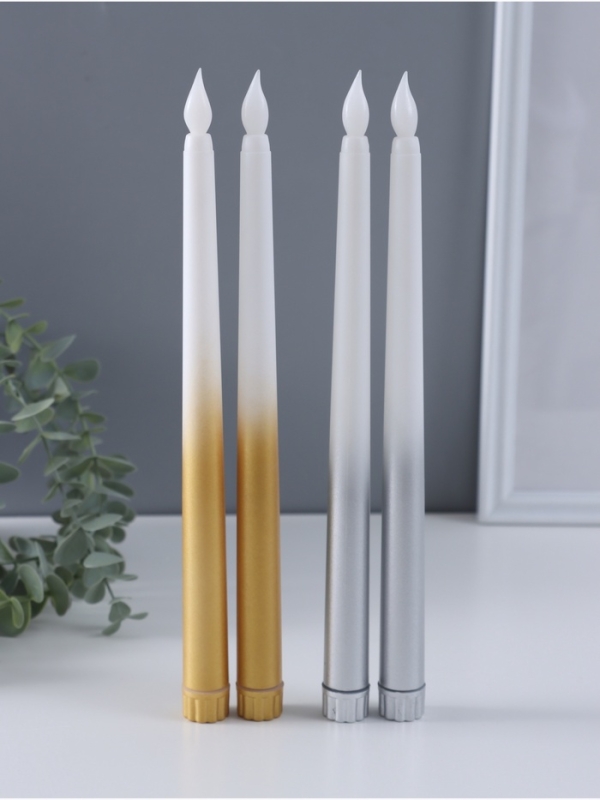 Ночник свеча "Нежность" набор 2 шт LED 2xААА серебро/золото 2х2х27,5см