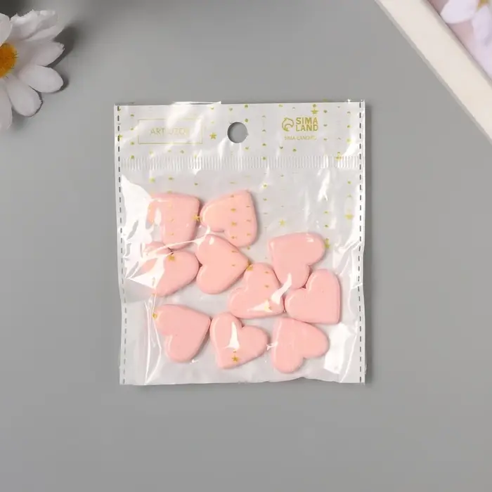 Бусины для творчества акрил Бусины для творчества акрил "Сердечки гладкие" розовый 2,4х2х0,5 см