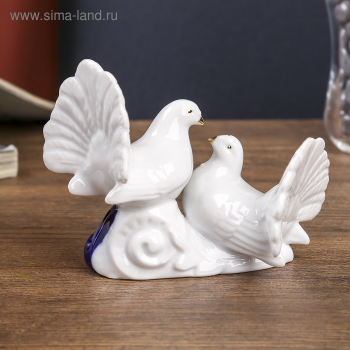 Сувенир керамика Сувенир керамика "2 голубка" кобальт, стразы 9,2х12х6 см