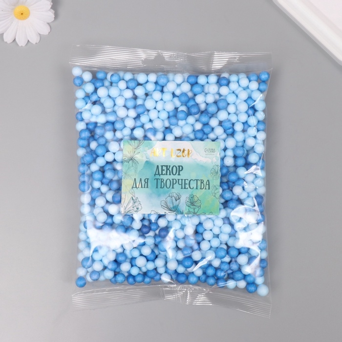 Декор для творчества пенопласт "Ассорти шариков" голубой набор 10 гр