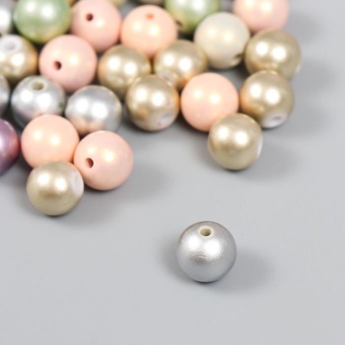Бусины для творчества пластик "Перламутр пастельных тонов" набор 20 гр  d=1 см