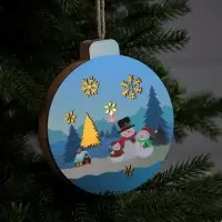 Ёлочная игрушка &laquo;Семья снеговиков&raquo;, 15&times;16.7 см, 1 LED, от батареек, свечение тёплое белое