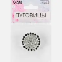 Пуговица декоративная, d=30 мм, цвет серебряный, чёрный