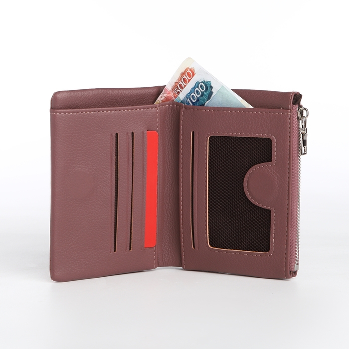 Кошелёк женский на магните, цвет пудровый