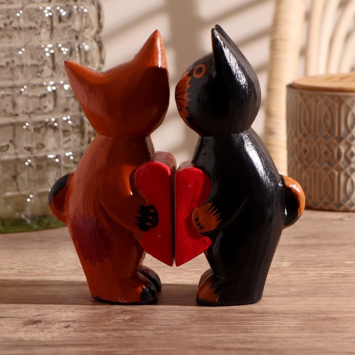 Сувенирный набор дерево Сувенирный набор дерево "Влюблённая парочка кошек" 16х5х16,5 см