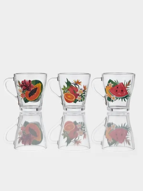 Кружка &laquo;Тропические фрукты&raquo;, 250 мл, стекло, прозрачная, рисунок МИКС