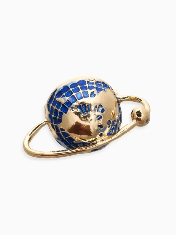 Брошь &laquo;Планета Земля&raquo;, синяя в золоте