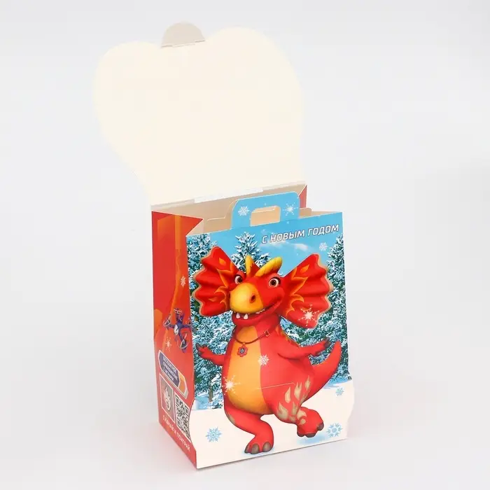 Подарочная новогодняя коробка «Турбозавры», Домик, 12×8.5×17.5 см