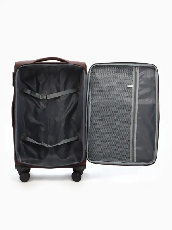 Чемодан на колёсах TEXTURA, с увеличением, кодовый замок, 42&times;26&times;68 см, 24", коричневый