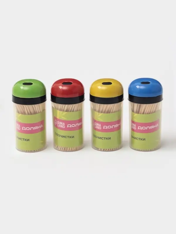 Зубочистки Доляна, 140-150 шт., в пластиковой баночке, МИКС