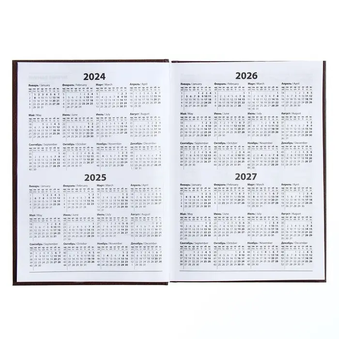 Ежедневник полудатированный на 4 года А5, 192 листа "Кожа", твёрдая обложка, шёлк, кофейно-коричневый Ежедневник полудатированный на 4 года А5, 192 листа "Кожа", твёрдая обложка, шёлк, кофейно-коричневый