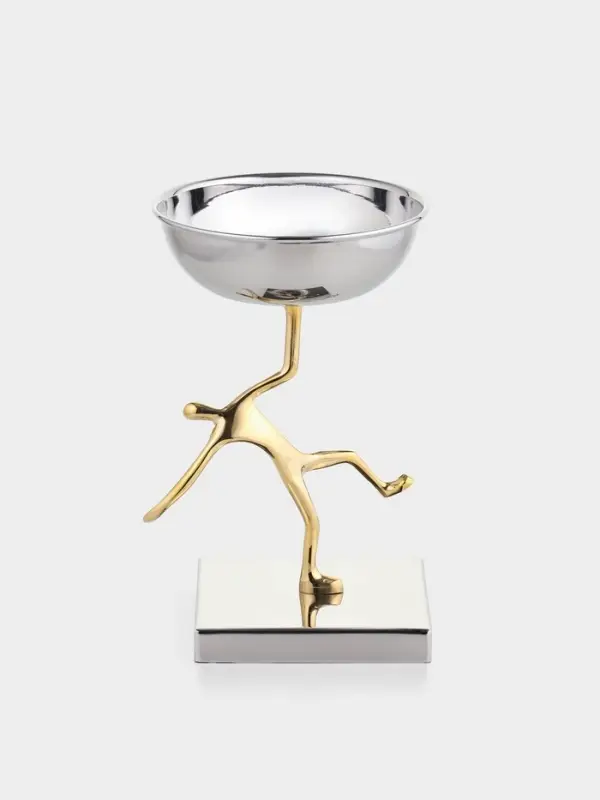 Блюдо сервировочное на подставке &laquo;Человек&raquo;, d=13 см, нержавеющая сталь, латунь