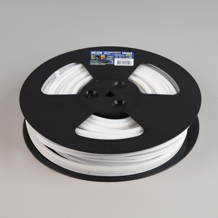 Гибкий неон Uniel 8 × 16 мм, IP67, 15 м, SMD2835, 120 LED/м, 10 Вт/м, 24 В, свечение холодное белое