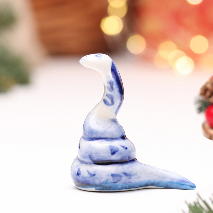 Новый год. Сувенир символ года 2025 Новый год. Сувенир символ года 2025 "Змея Жужа", гжель, 5,5 см