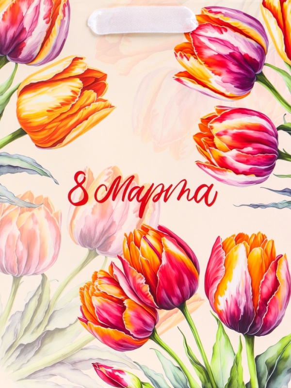 Пакет подарочный вертикальный «Яркие тюльпаны», MS 18 х 23 х10 см