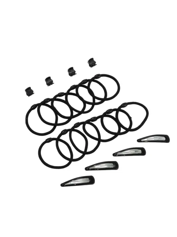 Набор для волос QF &laquo;Совершенство&raquo;, 4 невидимки, 4 краба, 12 резинок, чёрный