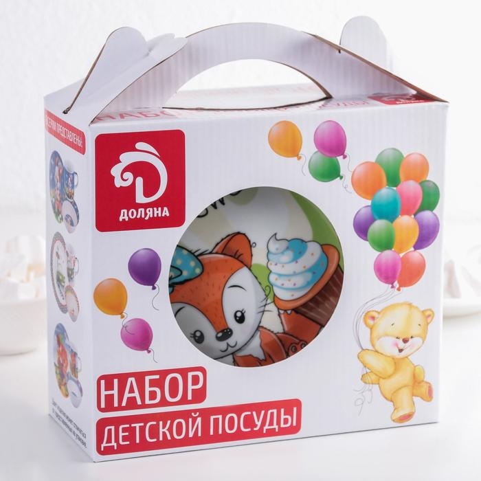 Набор детской посуды из керамики Доляна «Лисёнок», 3 предмета: кружка 230 мл, миска 400 мл, тарелка d=18 см Набор детской посуды из керамики Доляна «Лисёнок», 3 предмета: кружка 230 мл, миска 400 мл, тарелка d=18 см