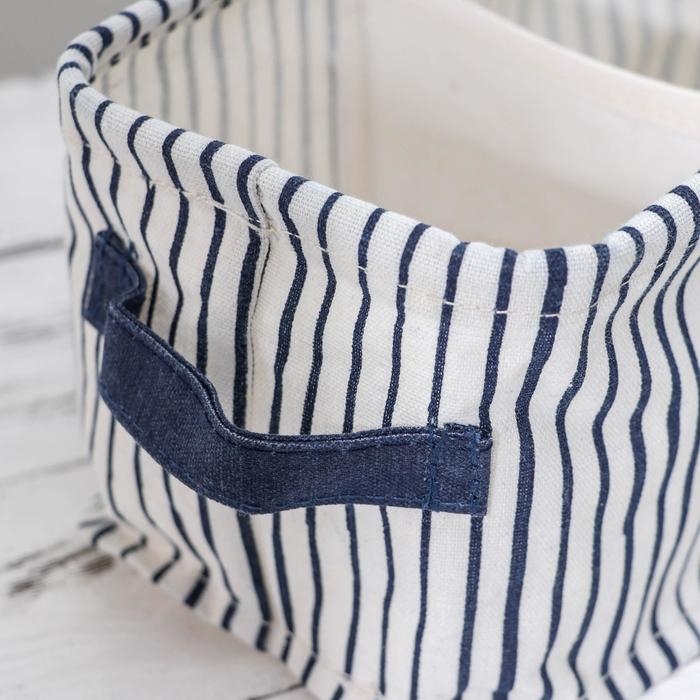 Корзина для хранения с ручками «Полосатик», 2 ячейки, 22×13 см, цвет синий Корзина для хранения с ручками «Полосатик», 2 ячейки, 22×13 см, цвет синий