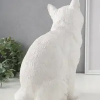 Фигурка (гипс) Кошка Белая окраска. Высота 31,5 см, Ширина 16 см, Длина 24 см.