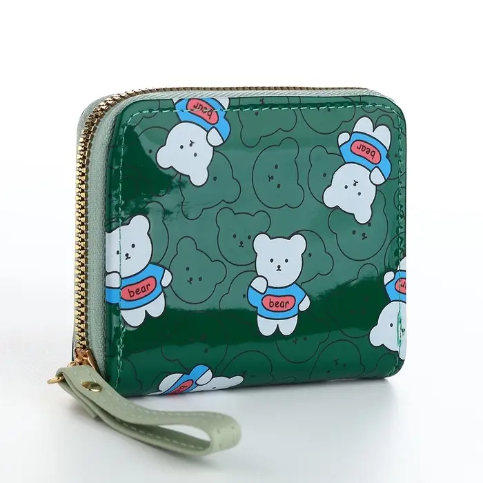 Кошелёк на молнии &laquo;Мишки&raquo;, зелёный