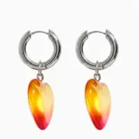 Серьги со съёмным элементом "Сердце", цвет жёлто-розовый в серебре