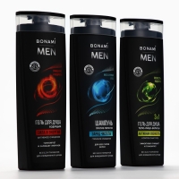 Гель для душа 3в1 For men, активная свежесть, 400 мл, BONAMI