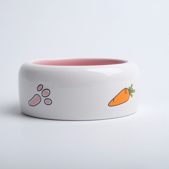 Миска керамическая  Миска керамическая "Заяц" 200 мл, 11 x 4,6 cм, белая/розовая