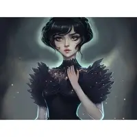 Алмазная мозаика с частичным заполнением на холсте &laquo;Девушка в черном&raquo; 20&times;30 см
