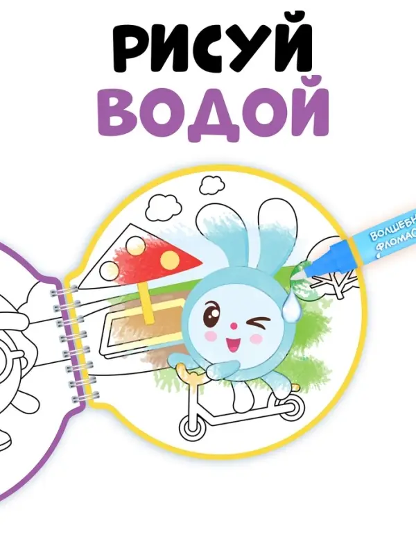 Многоразовая раскраска Многоразовая раскраска "Рисуй водой. Идём гулять!", 10 стр., Малышарики