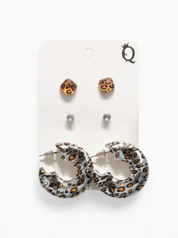 Набор серьги Набор серьги "Леопард" кольцо, цветной в серебре