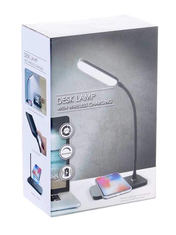 Настольная лампа с беспроводной зарядкой, GMV-0265, 15 Вт, черная
