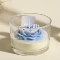 Свеча интерьерная в стакане "Нежно-голубой пион" 11х11х8 см Свеча интерьерная в стакане "Нежно-голубой пион" 11х11х8 см