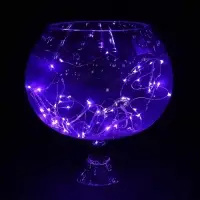 Гирлянда &laquo;Нить&raquo; 5 м роса, IP20, серебристая нить, 50 LED, батарейки CR2032&times;2 (в комплекте), свечение фиолетовое