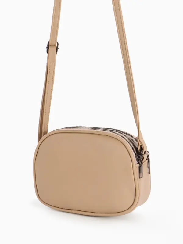 Сумка женская кросс-боди на молнии, 19&times;7&times;15 см, в клетку, бежевая