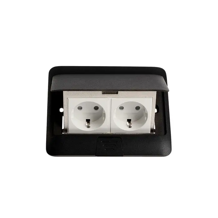Розетка выдвижная, 16 А, двухместная, чёрная