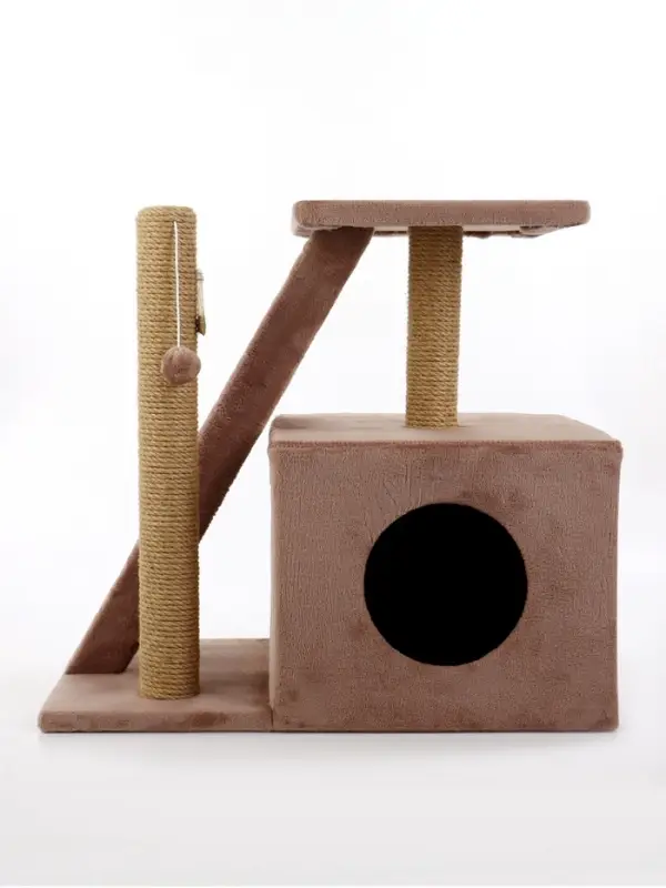 Домик для кошек с когтеточкой «Домосед», с лестницей и площадкой, 60×35×56 см, капучино Домик для кошек с когтеточкой «Домосед», с лестницей и площадкой, 60×35×56 см, капучино