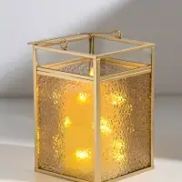 Подсвечник стекло, металл "Капли" золотой 10,5х12х19,4 см