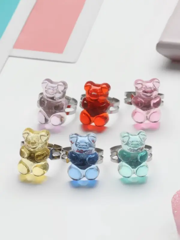 Кольцо &laquo;Выбражулька. Мармеладный мишка&raquo;, МИКС в серебре, безразмерное