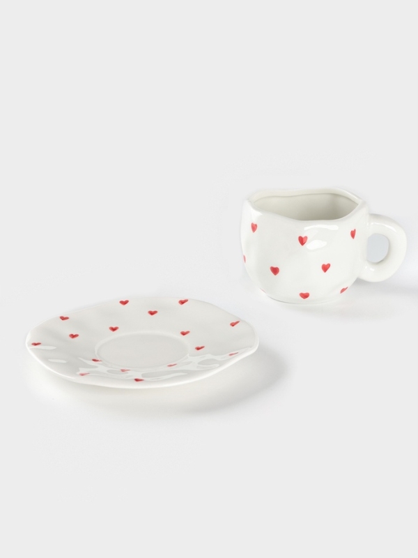 Чайная пара Доляна «Любовь», чашка 220 мл, блюдце d=16 см, ручная роспись, керамика, белая Чайная пара Доляна «Любовь», чашка 220 мл, блюдце d=16 см, ручная роспись, керамика, белая