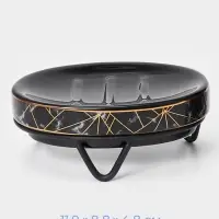 Аксессуары для ванной SAVANNA &laquo;Геометрика&raquo;, 3 предмета, мыльница, дозатор для мыла 290 мл, стакан, чёрные