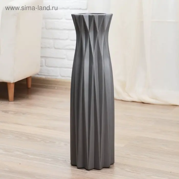 Ваза напольная &laquo;Геометрия&raquo;, грани, 16&times;60 см, керамика, серая