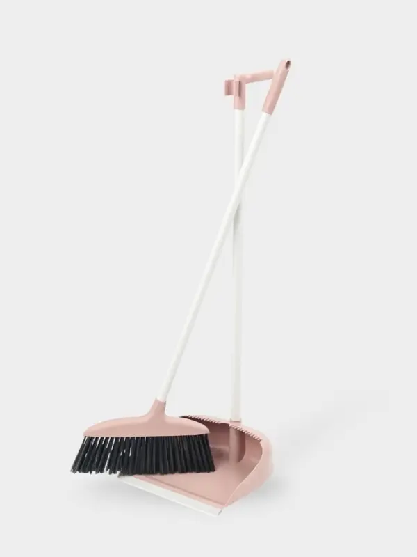 Щётка для пола Доляна, совок 25&times;23 см, щётка 29&times;84 см, металлическая ручка 77 см, розовая