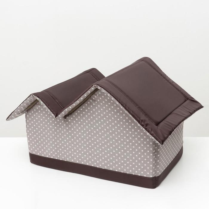 Домик двойной  Домик двойной "Вилла". 53 х 33 х 37 см, бязь, бежево-коричевый