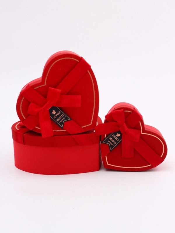 Набор коробок 3 в 1 сердца 22 х 20 х 9;  18.5 х 17 х 7.5; 1 6 х 14 х 6 см